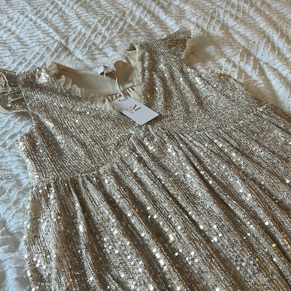 NWT- M by MNK Champaign Sequence Dress Size Small - Picture 5 of 5